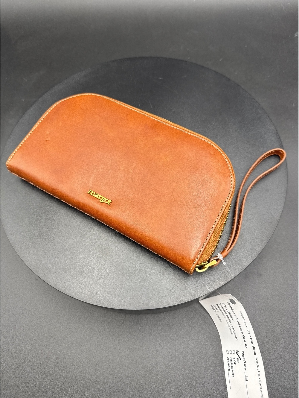 Margot Genuine Leather Zip-Around Wristlet Wallet Brown